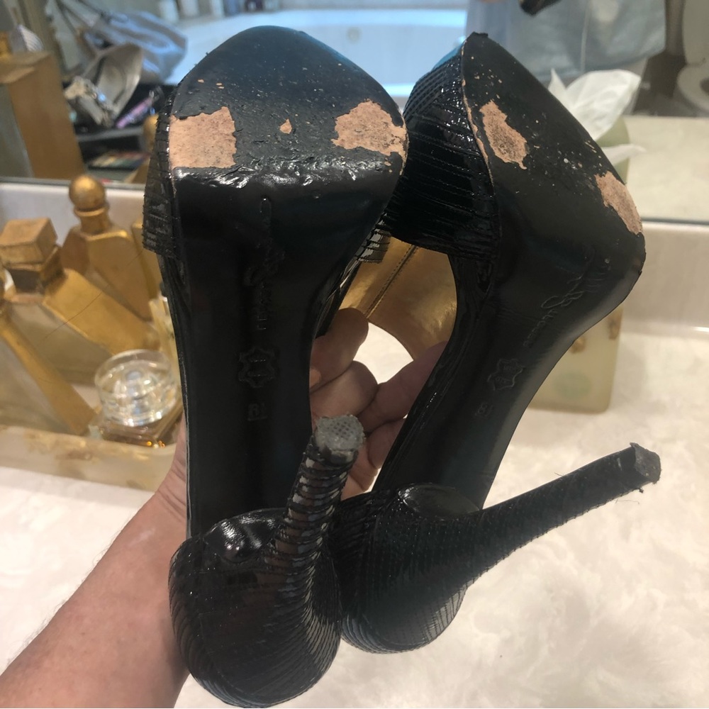 Report Signature black patent peep toe sandals, elegant! Size 8.5. - Picture 9 of 16